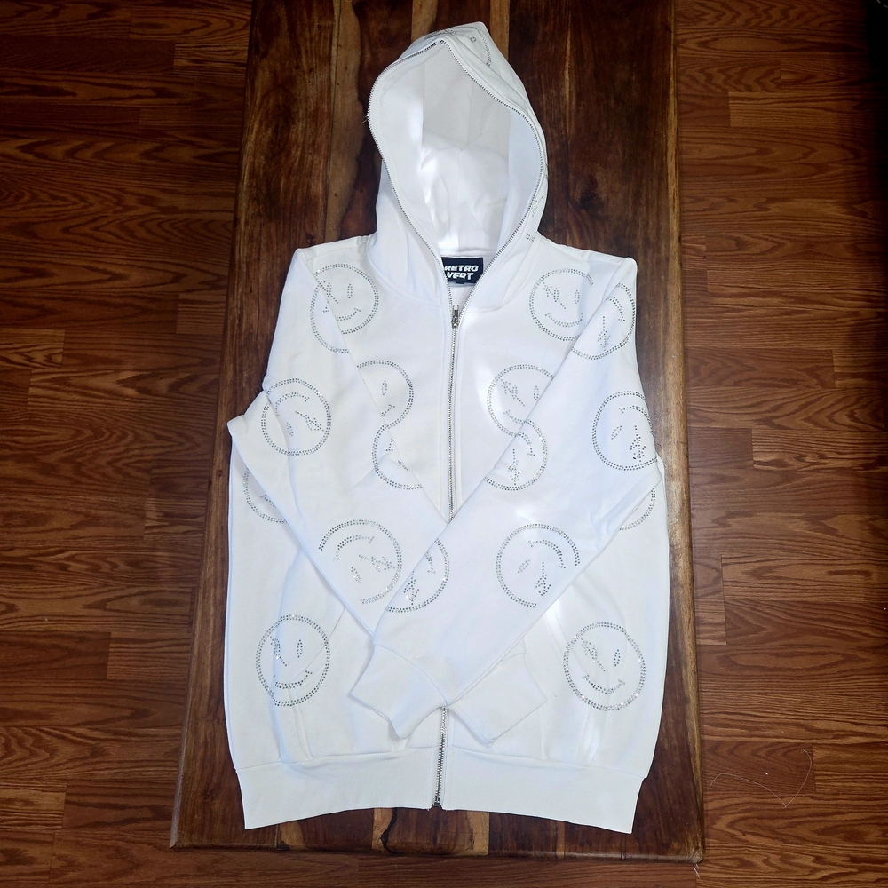 Retrovert Unisex White Zip-up Hoodie